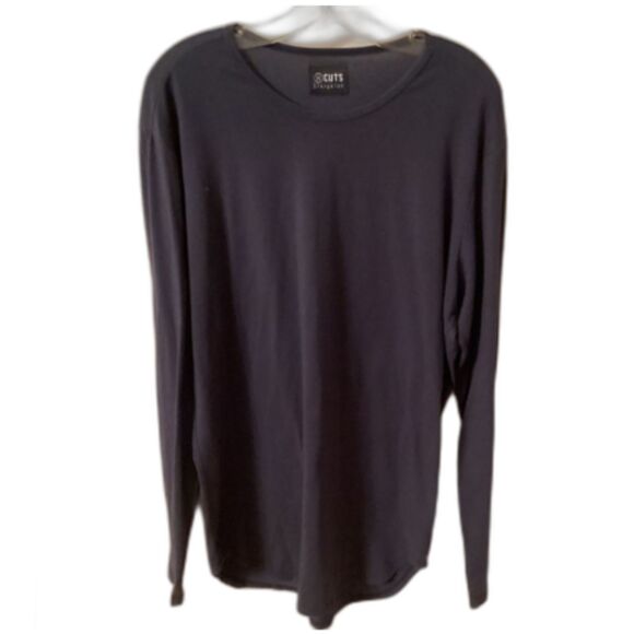 CUTS CLOTHING SIZE XL NAVY BLUE ELONGATED LONG SLEEVE CREW NECK T SHIRT - Picture 1 of 7